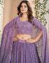 sleek purple faux georgette traditional wear heavy lehenga choli collection with purple faux georgette of-13717-acy4432 Back View